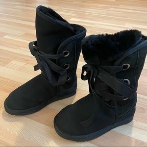 Shearers | Black Lace Up Ugg Boots